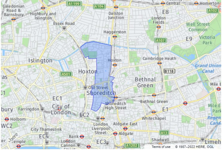 Hoxton East and Shoreditch - London Borough of Hackney District Ward