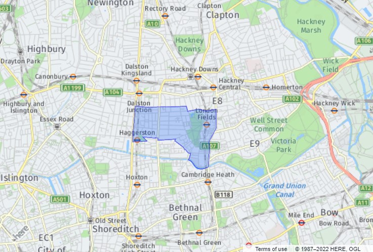 London Fields - London Borough of Hackney District Ward